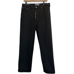 Levi's Premium Black Women's Sz. W31 L27 Ribcage Straight Ankle Jeans Button Fly